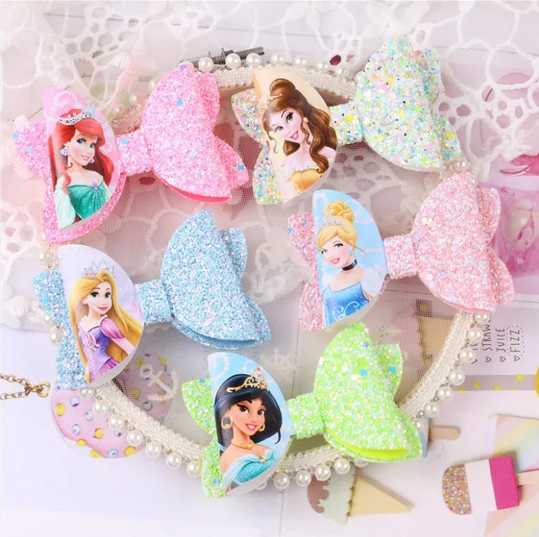 Headband Hairpins 1Pcs Disney Frozen Princess Aisha Printed bow for Girls Hair Accessories Gift