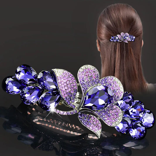 Hair Clips Women Fashion Crystal Rhinestone Big Flower Hairgrips Luxury Party Hair Accessories