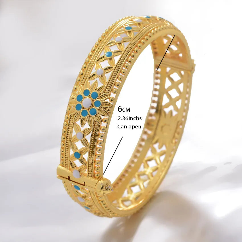 Bangles For Women Fashion Trendy Gold plated Classical Pattern Wedding Bridal Jewelry