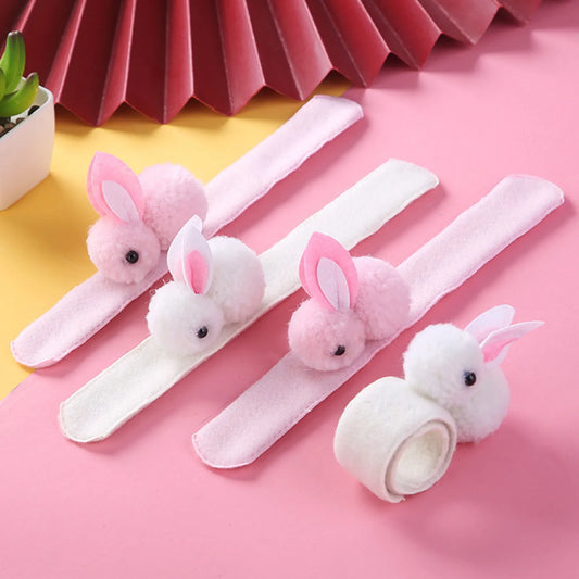 Bracelets Girls Teens Cute Plush Rabbit Clapping Circles Party Casual Girts Slap Bracelets wrist Jewelry