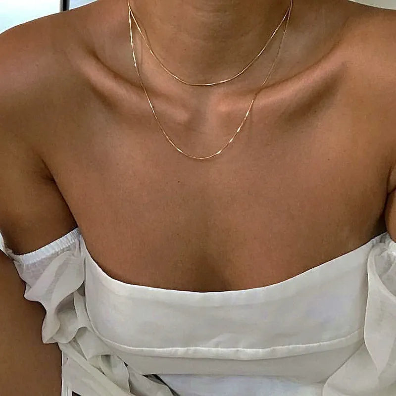 Necklaces Women Neck Chain Gold Color Choker Thin Chain On The Neck Minimalist Pendant Jewelry Snake Chocker Collar Girl