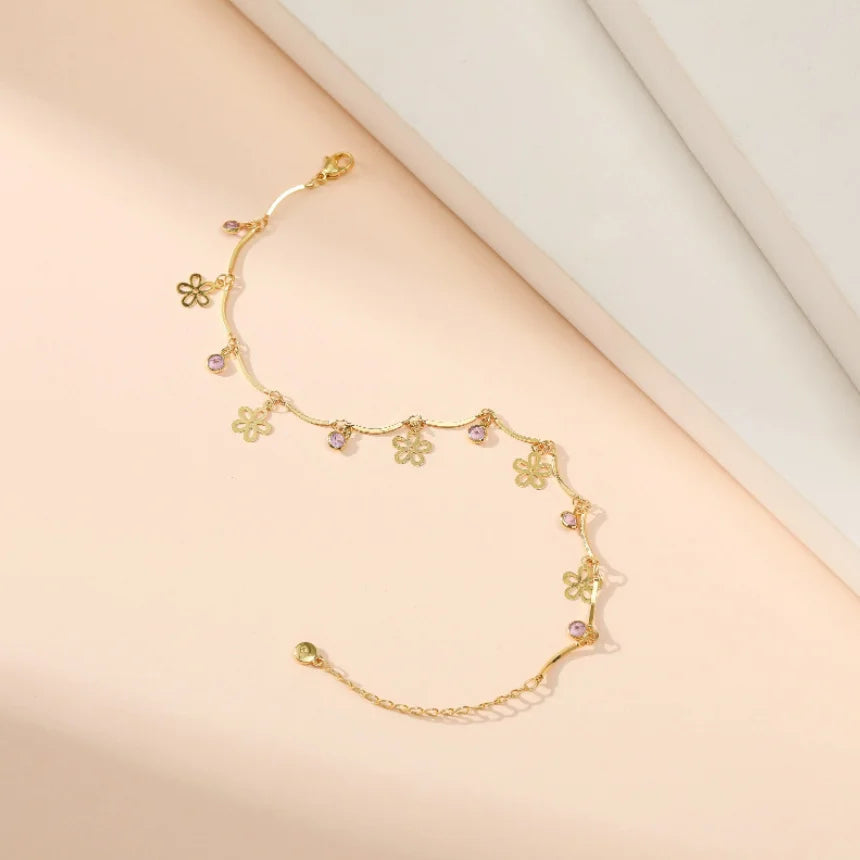 Anklet Ladies Fashion Trendy Small Fresh Flower Rhinestones