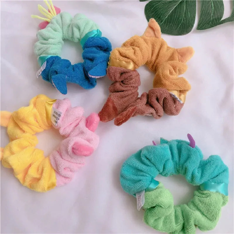 Hair Band Scrunchie Girls Cartoon Disney Stitch Kawaii Doll  Hair Ring Girl Winnie Hair Accessories Jewelry Gift