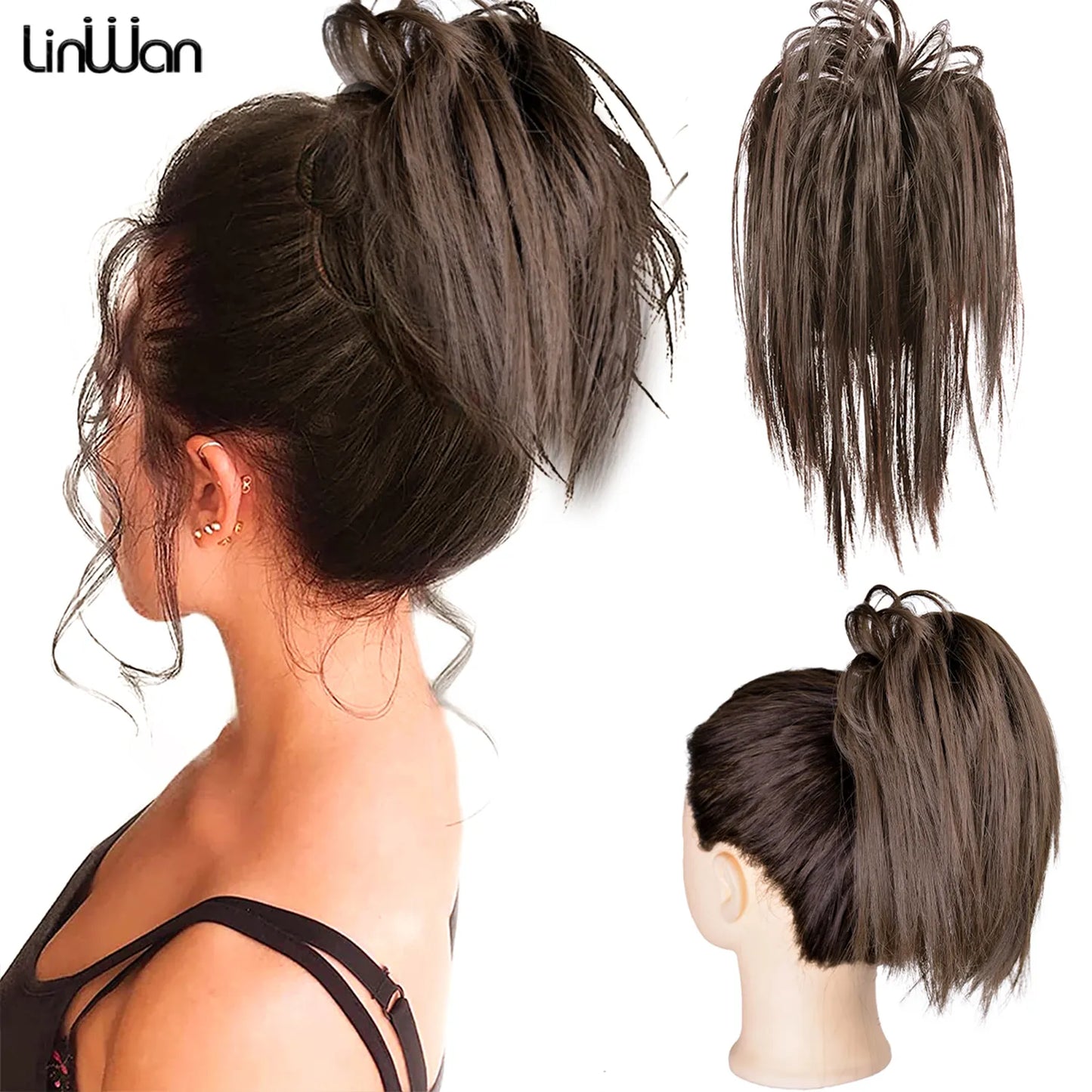 Hair Extensions For Women Claw Clip Ponytail  Short Straight Natural Horse Tail Hairpieces