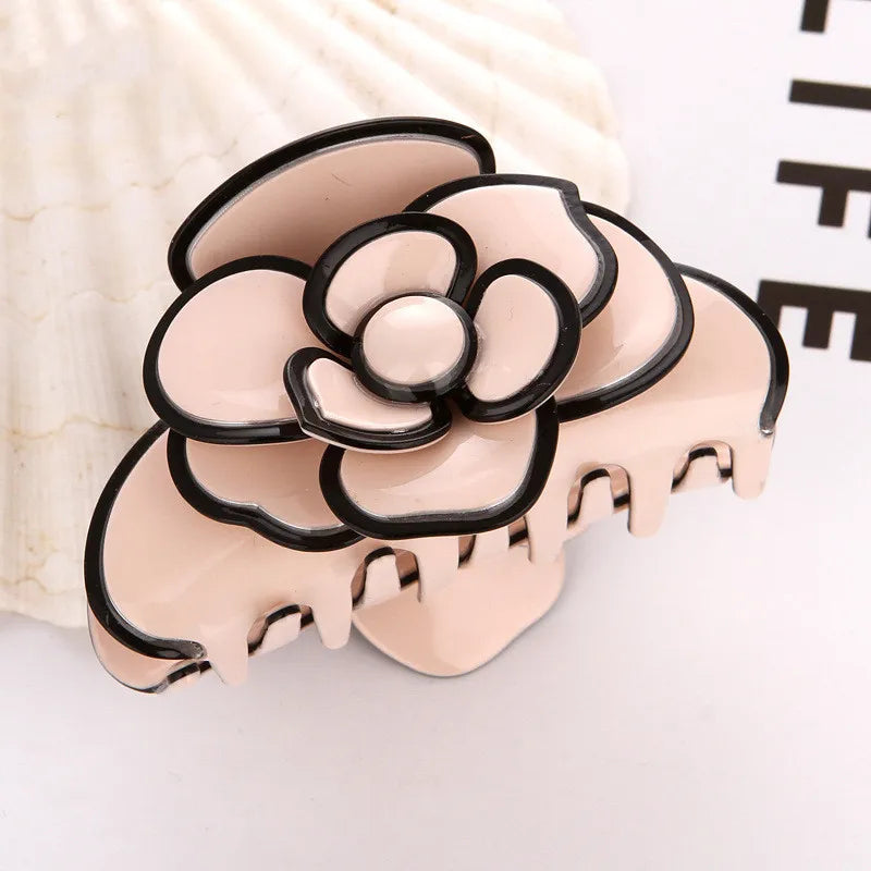 Hair Claw Clip Clamp for Women Girl Acetate Camellia Flower Handmade French Fashion Hair Accessories