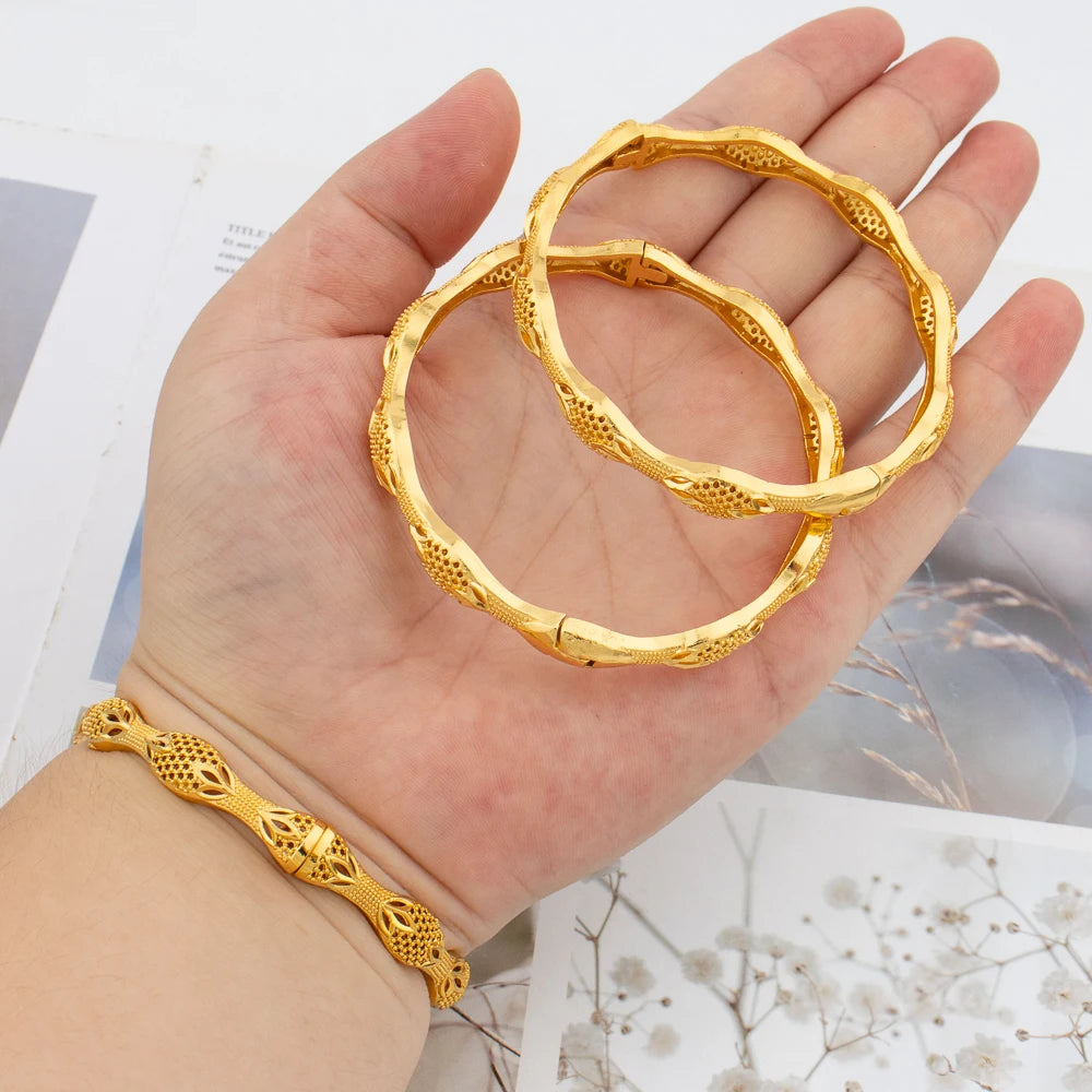 Bangles Set for Women 3Pcs/lot 18k Gold Plated Thin Weddings Party Jewelry