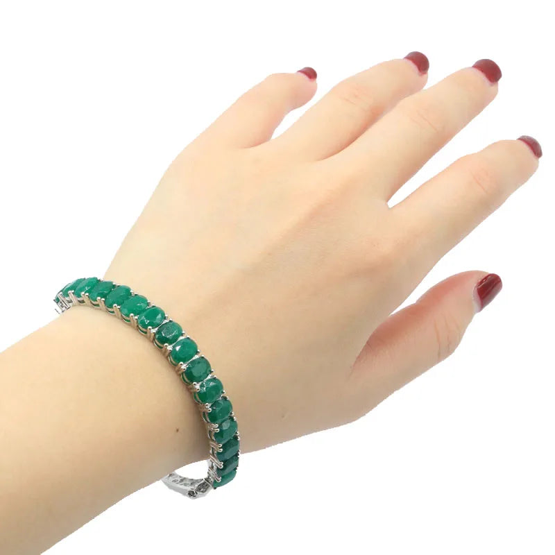 Bangle Bracelet Top Selling Real Green Emerald Red Ruby Silver Party Wedding Bridal Gift Jewelry