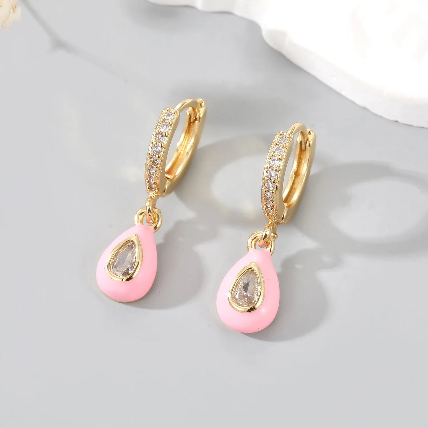 Earrings for Women Girls New Color Drip Glaze Enamel Zircon Geometric Drop Circle Party Fashion Dangle Jewelry