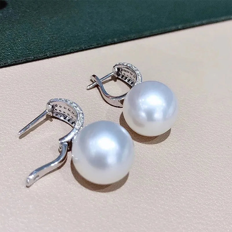 Earrings for Women Luxury CZ Imitation Pearl Silver Color Temperament Elegant Wedding Party Fashion Jewelry