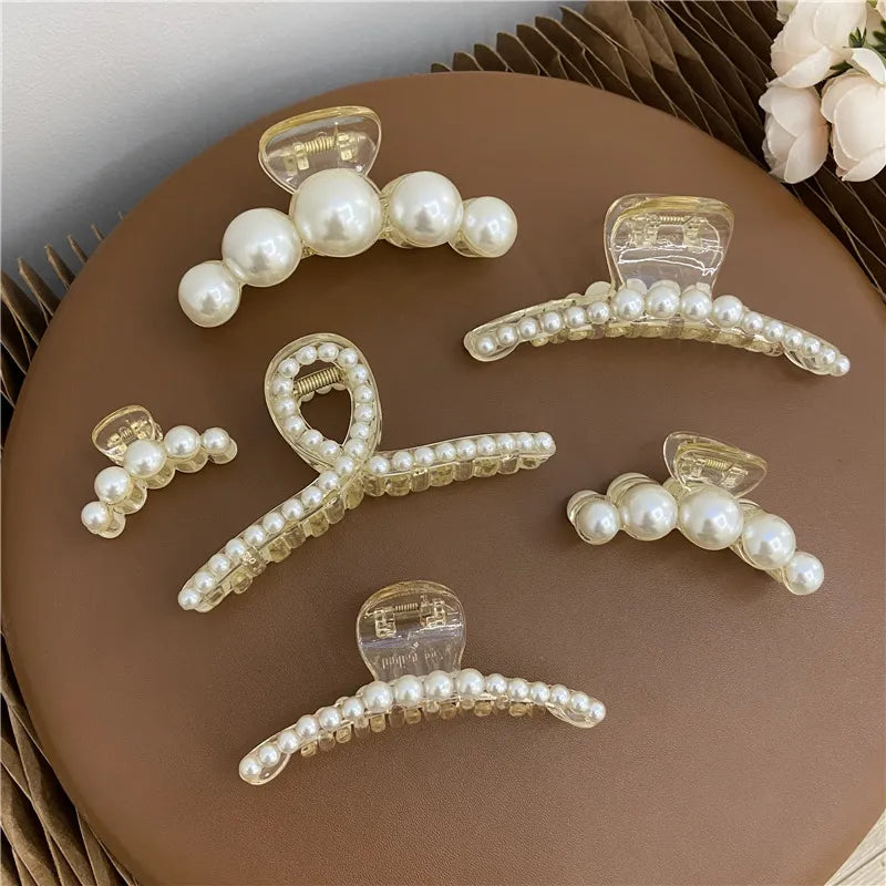 Hair Claws Clips for Women Elegant Big Size Pearl  Acrylic Hair Clips Barrettes Hair Accessories