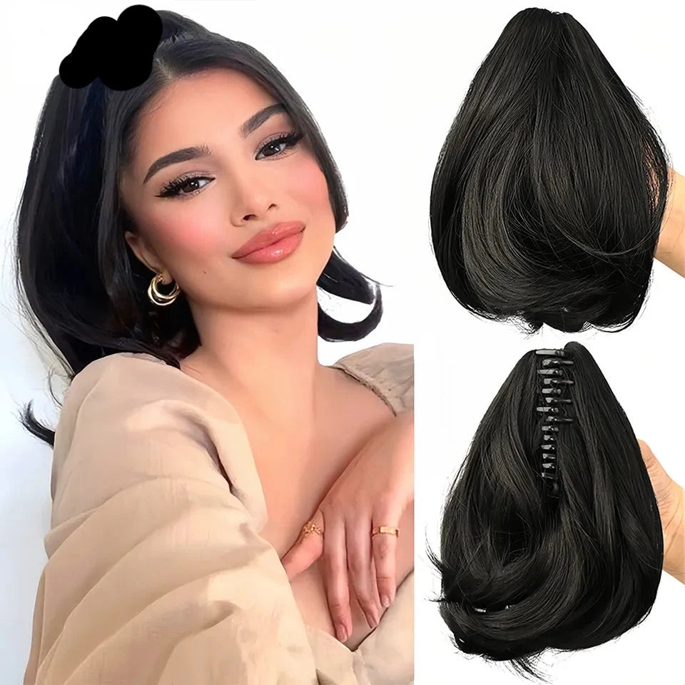 Hair Extensions For Women Synthetic Claw Clip Ponytail Short Straight Natural Tail False Hair pieces