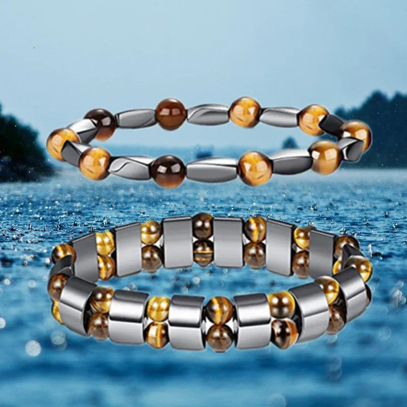 Bracelet For Men/Women Fashionable Tiger Eye Stone Beaded Hand Woven Elastic Adjustable Bracelet Gift Jewelry