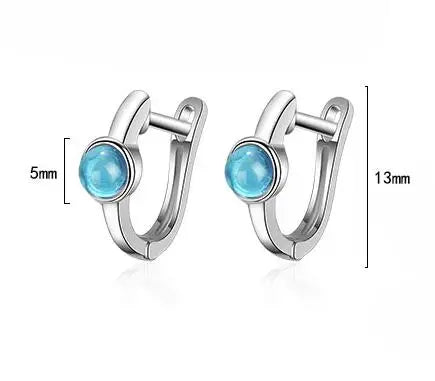 Earrings for Women Girls Blue Color Turquoises Stone 925 Sterling Sliver Hanging Hoops Earrings New Drop Charms Jewelry