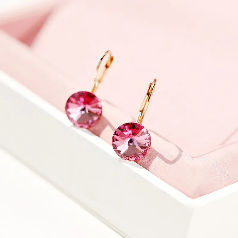 Earring For Women/Girls 14mm Fashion Classic Crystals Hoop Lever back Dangle Earrings Party Jewelry Gift