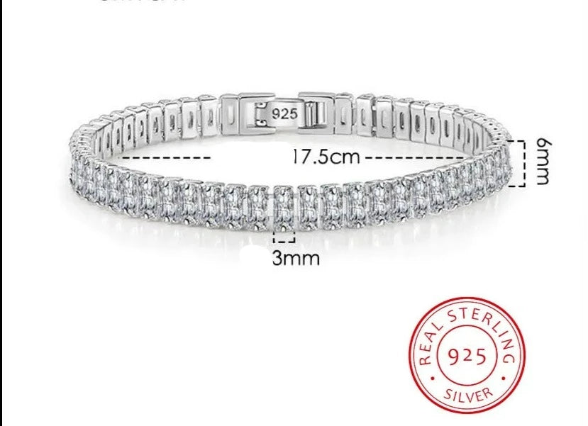 Bracelets For Women 100% 925 Sterling Silver 4*6mm Emerald Cut High Carbon Diamond  Engagement Wedding Party Fine Jewelry