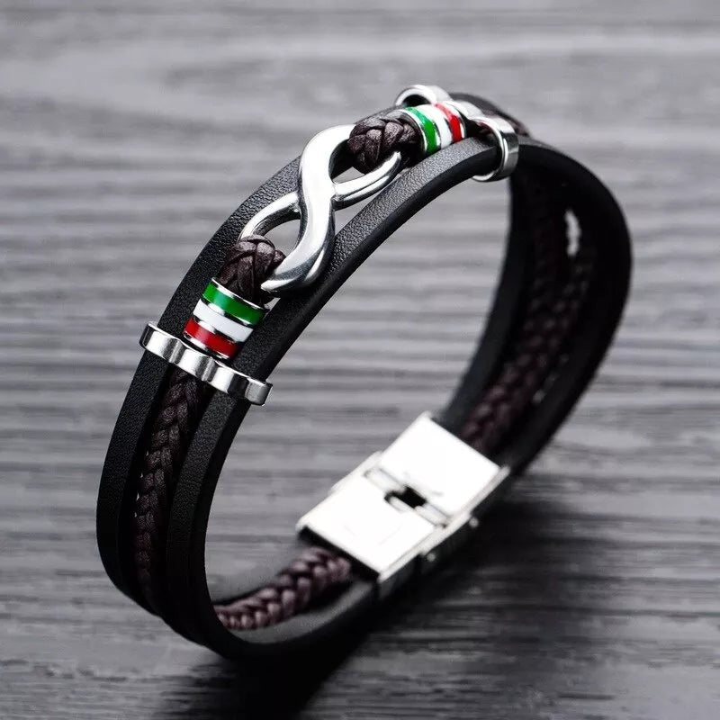 Bracelet Daily Wear Multilayer Braided Leather Wrap Mature Men's Cool Trendy Casual Folding Buckle