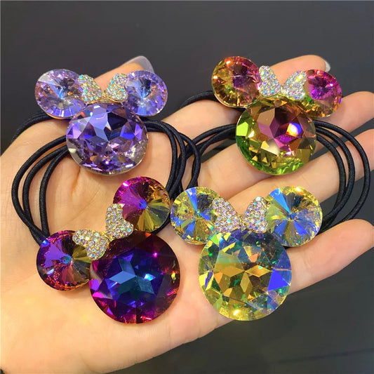 Hair Band Cute Girls Elastic Square Elegant Rhinestone Shiny Crystal Gem Pearl Hair Ties Hair Accessories