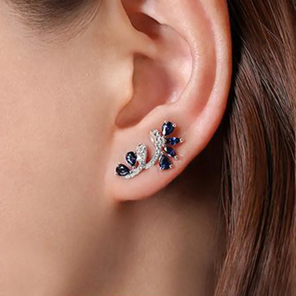 Earrings for Women Trendy Studs Temperament Elegant Blue CZ Earrings Wedding Engagement Party Jewelry