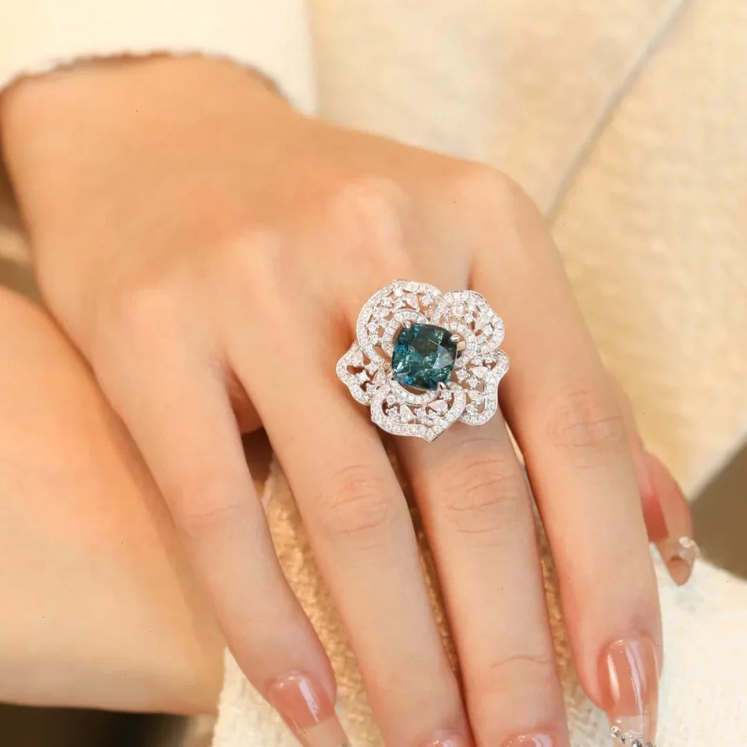 Rings For Women Resizable New Luxury Floral Zircon Finger Rings Wedding Engagement Jewelry Gifts