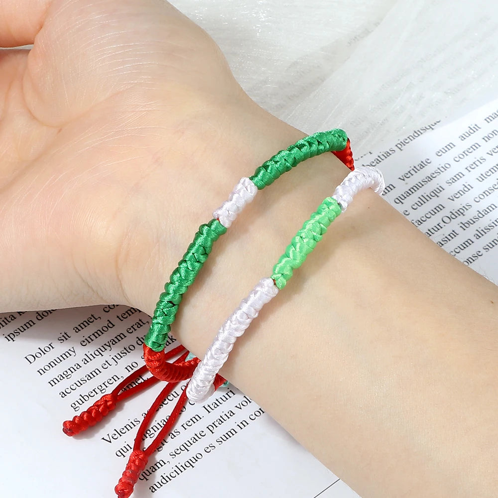 Bracelet Braid Girls Women Men Middle East Country Flags Color Patriot Gift jewelry