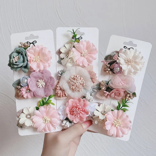 Hair Clip For Kids Girls 3Pcs/Set Artificial Flower Cute Pink Flowers Barrettes Hair Decorate Hair Accessories