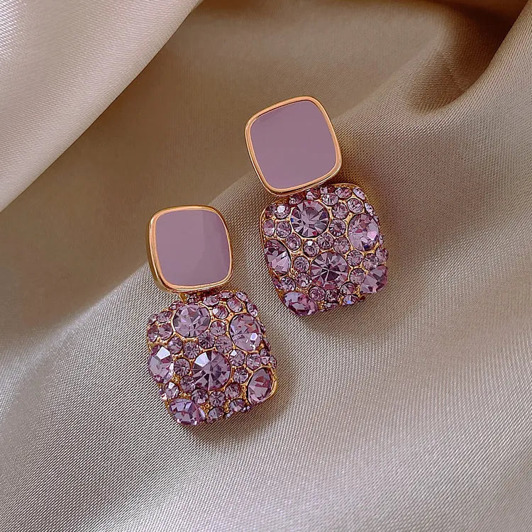 Earring Studs Retro 2023 New High-quality Purple Zinc Alloy