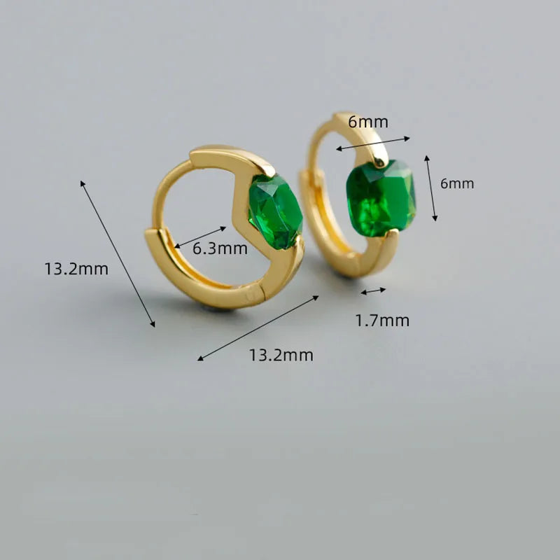 Earrings New Small Colored Zircon Square Luxury Woman Hoop Earrings Piercing Party Jewelry