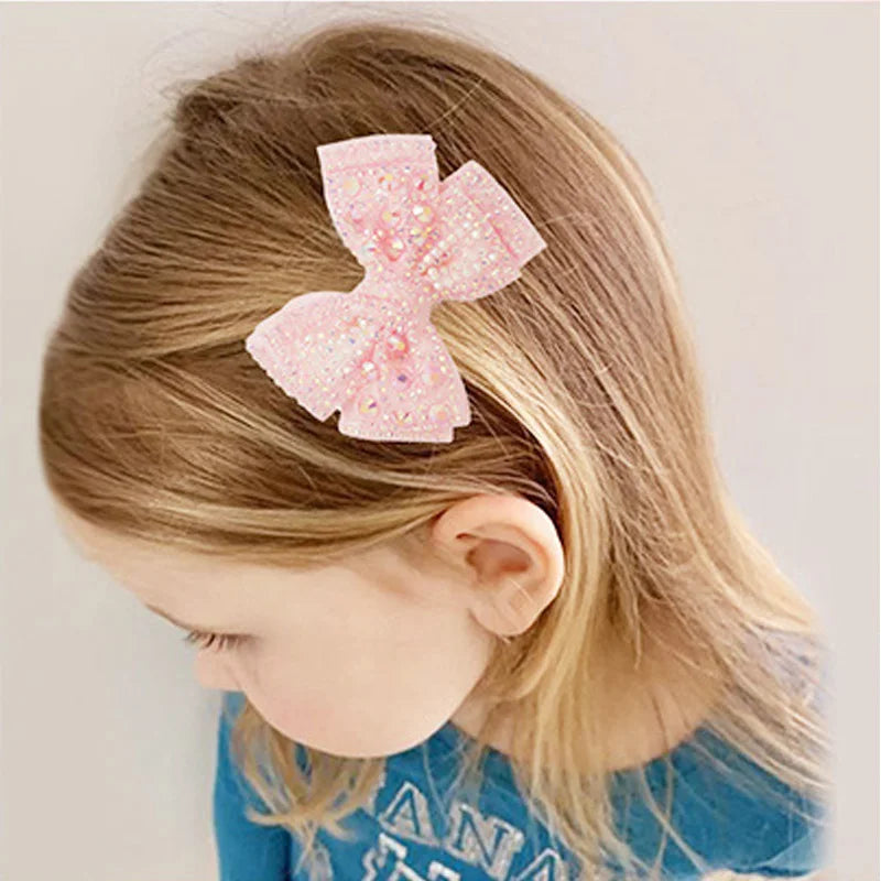 Hair Bows For Girls Full Rhinestone Pearl Hair Clips