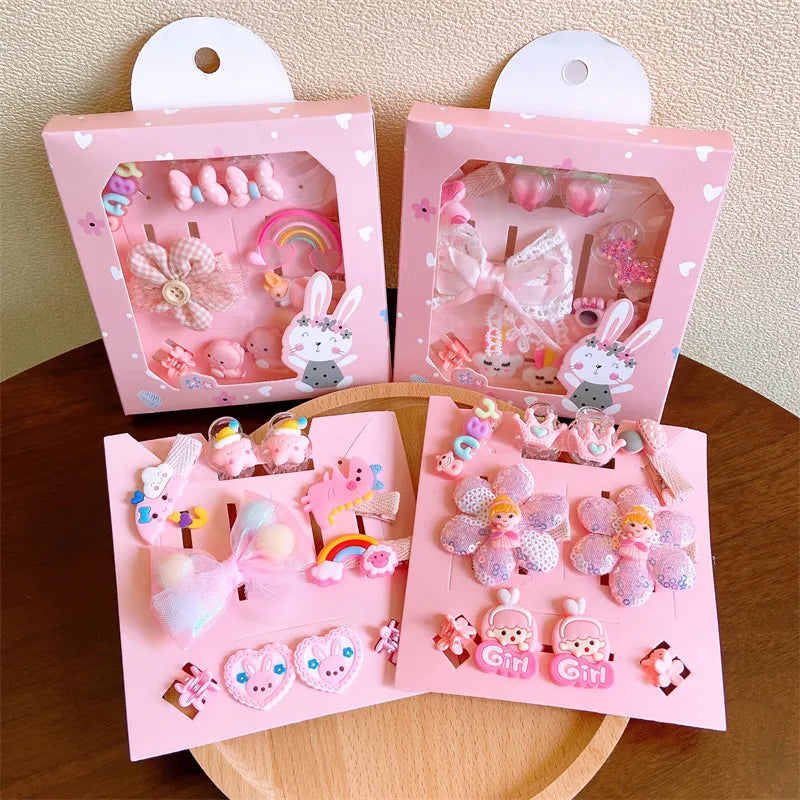 Hair Clip Girls Cartoon Animal Hairpins 10Pcs/Set Cute Box Flower Bow-Knot Gift Set