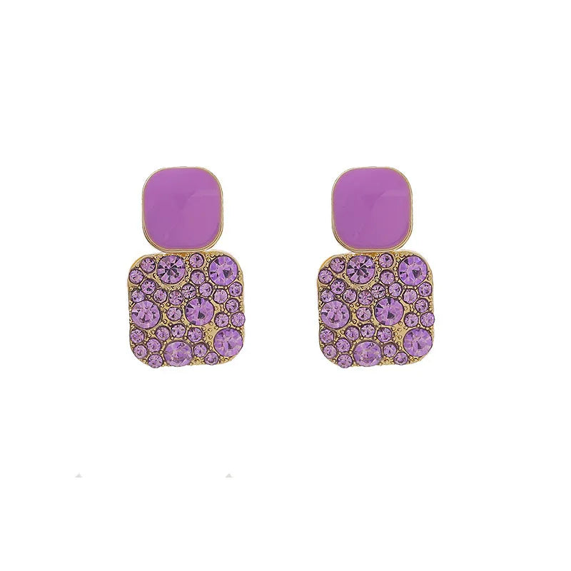 Earring Studs Retro 2023 New High-quality Purple Zinc Alloy