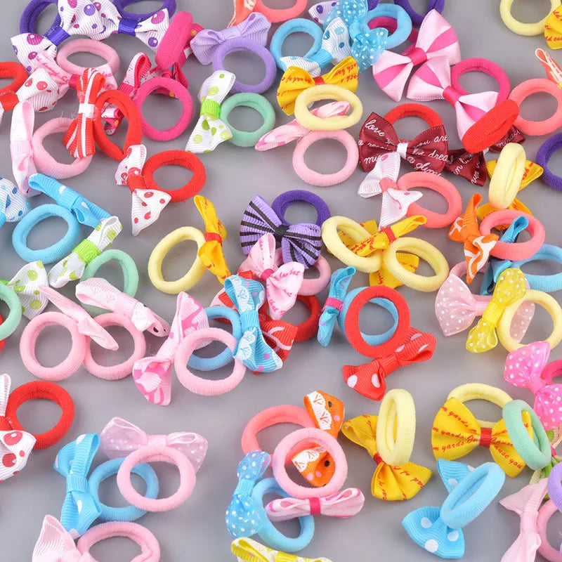 Hair Rubber Bands Hair Accessories for Kids 10Pcs Baby Girls Bow Hair Ring Rope Elastic Hair Tie Headdress