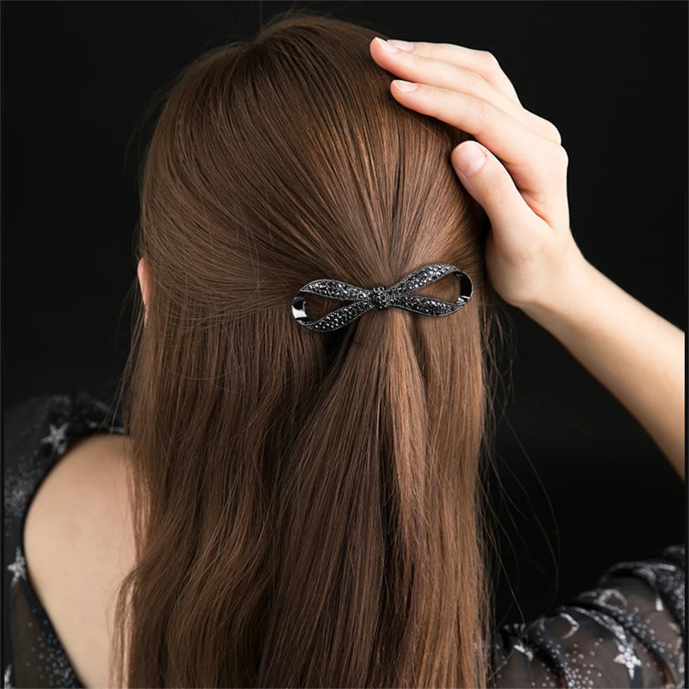 Hair Clips For Women Crystal Pearl Bow Rhinestone Hairpins Elegant Bows For Wedding  Hair Accessories