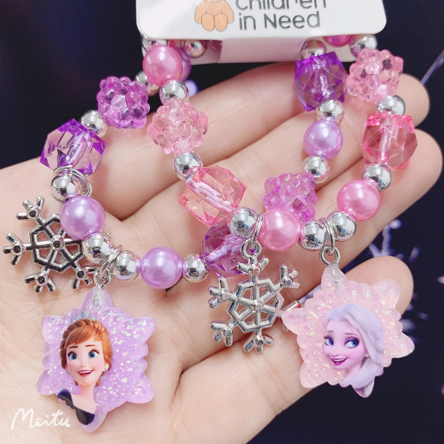 Bracelet Girls Animated Disney Frozen Princess Anna Elsa Dolls Bead Chain Set Wrist Chain Gifts