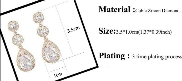 Material: Cubic Zircon Diamond  Size: 3.5 cm  x 1 cm