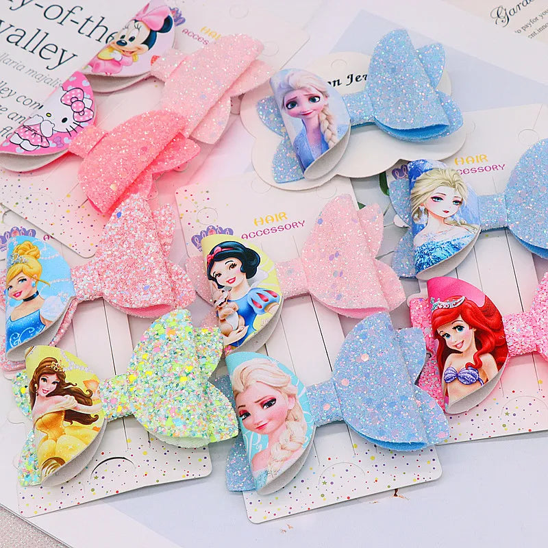 Headband Hairpins 1Pcs Disney Frozen Princess Aisha Printed bow for Girls Hair Accessories Gift