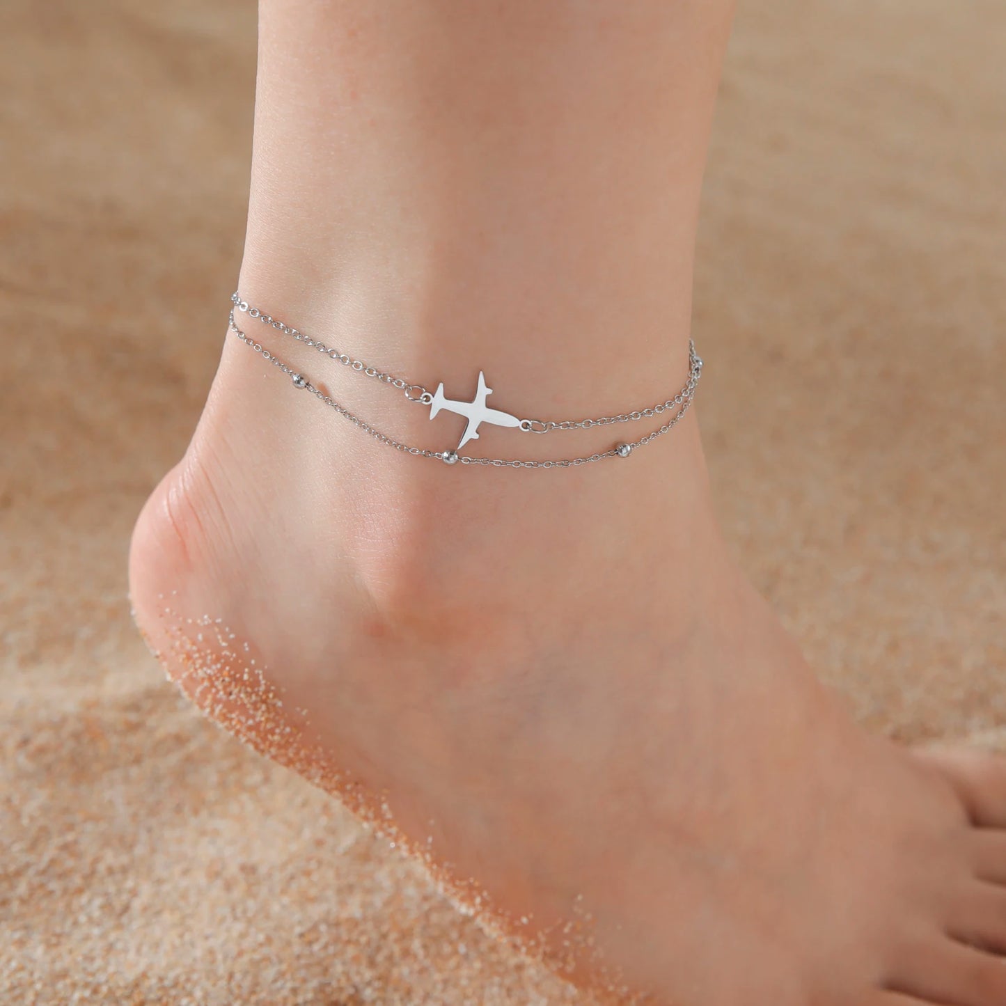 Anklet Bohemia Infinity Ankle Bracelet Gold Color Stainless Steel Double Layer