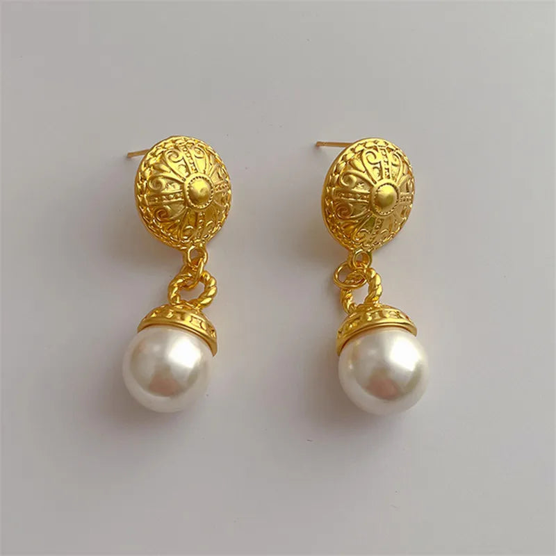 Earrings For Women Fashion Metallic Pearl New Designer Drop Earrings Gift party Jewelry