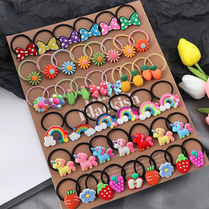 Hair bands 10PCS/Set Cute Cartoon Elastic Rubber Girls