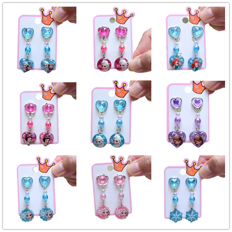 Ear Clips Girls Frozen Princess Elsa Anna Disney Princess Cute Pendant