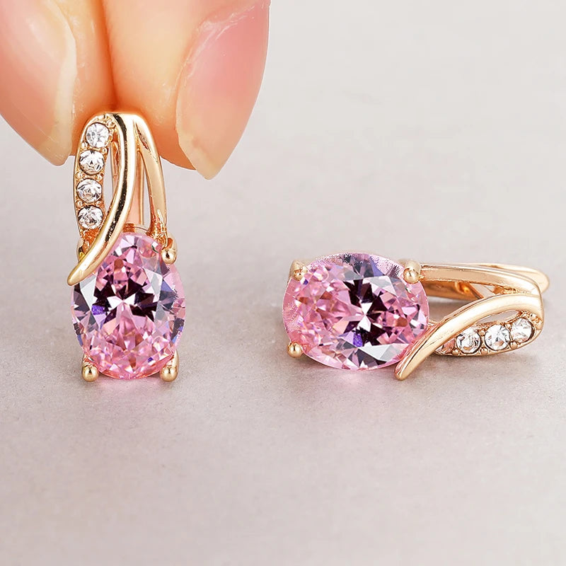 Earring studs New for Women Luxury Oval Shaped Zircon 12 Colors Crystal  Jewelry Gifts