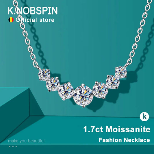 Necklace for Women Zircon and Moissanite 925 Sterling Sliver Plated 18k White Gold Wedding Jewelry