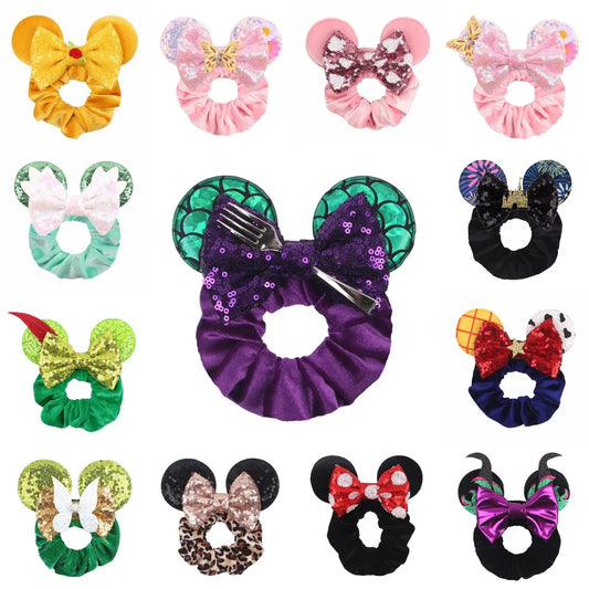 Hairband Hair Scrunchies Girls Classic Mermaid 2.8"Mouse Ears Rope Ponytail Elastic Hair Accessories