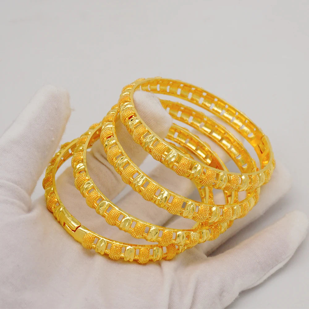 Bangles For Women 4Pcs/Lot Dubai Gold Wedding Party Jewelry Gifts