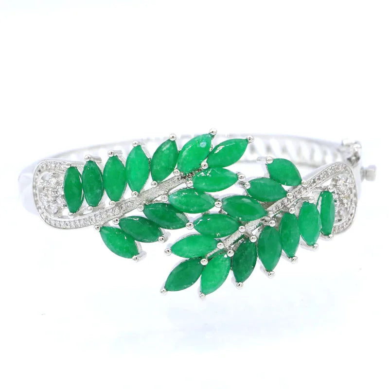 Bangle Bracelet Top Selling Real Green Emerald Red Ruby Silver Party Wedding Bridal Gift Jewelry