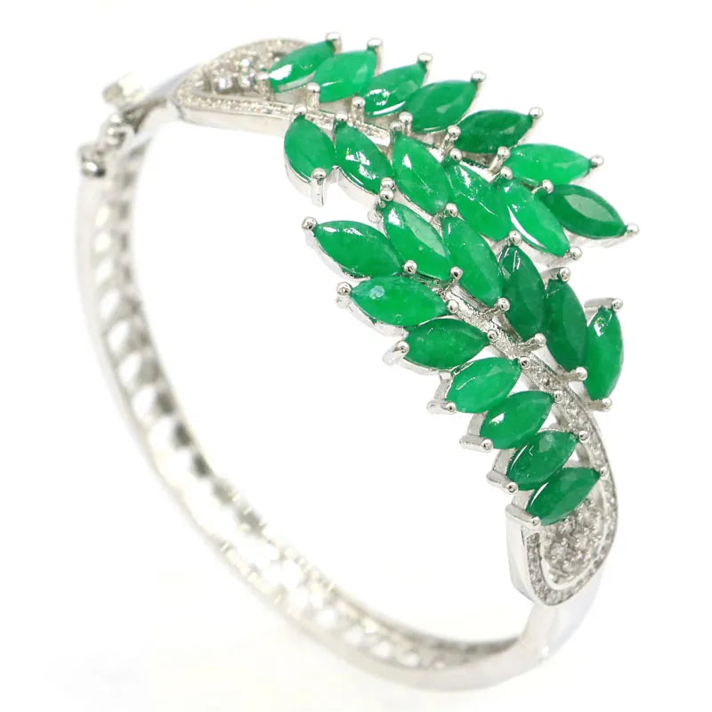 Bangle Bracelet Top Selling Real Green Emerald Red Ruby Silver Party Wedding Bridal Gift Jewelry