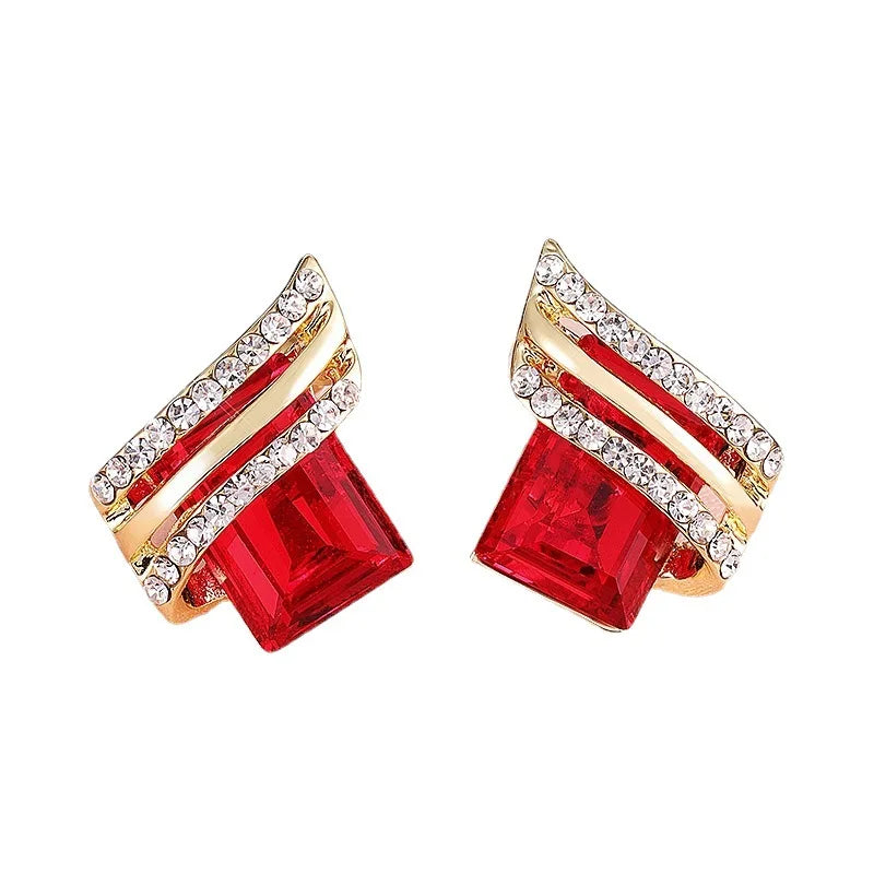 Earrings for Women Fashion Gold-plated Zircon Crystal Earring Studs Party Jewelry Gifts