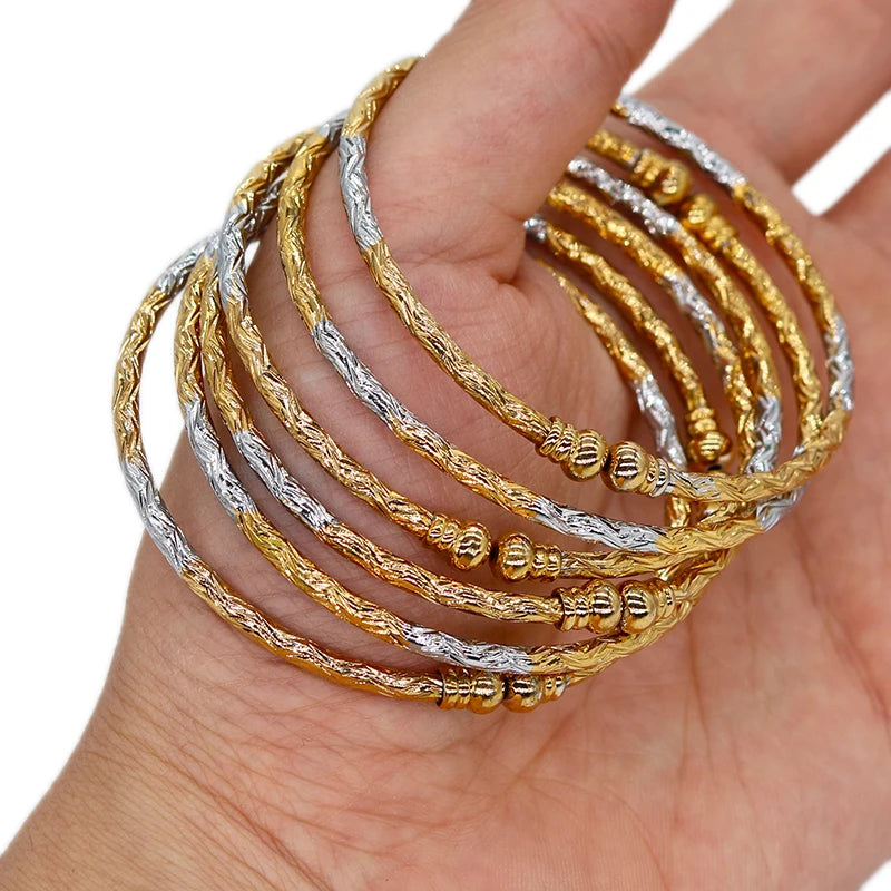 Bracelet For Women Two Color Dubai Silver White Indian Gold Bracelet Wedding Bridal Jewelry Gift