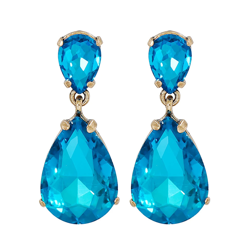 JURAN ہول سیل کرسٹل واٹر ڈراپ اسکوائر انناس کی بالیاں برائے خواتین بیان Rhinestone Earrings 2023 Trendy Jewelry Brincos