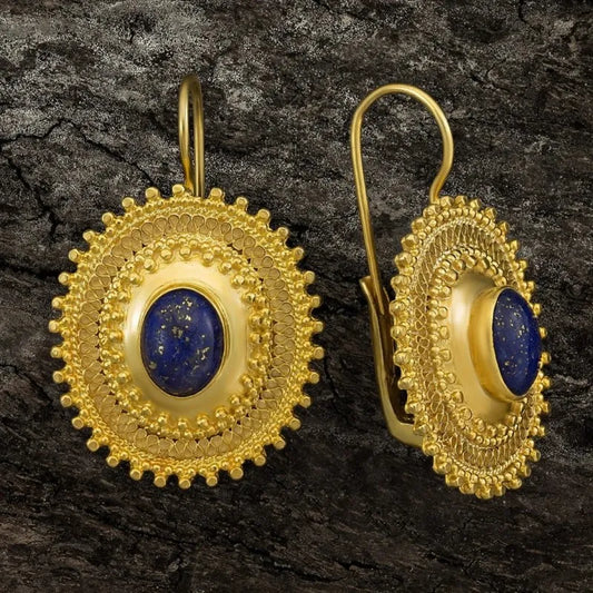 Earrings Golden Lever-back Hoop Style Ethnic Women's Jewelry