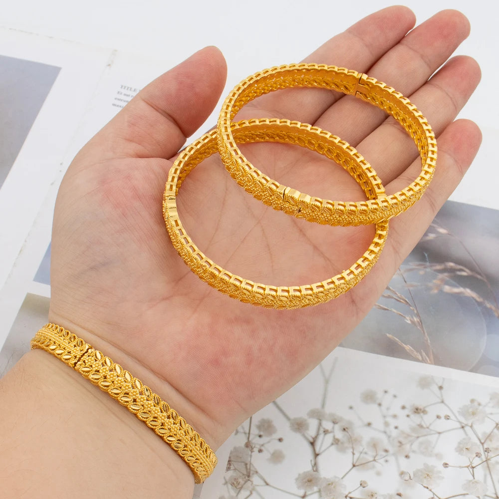 Bangles Set for Women 3Pcs/lot 18k Gold Plated Thin Weddings Party Jewelry